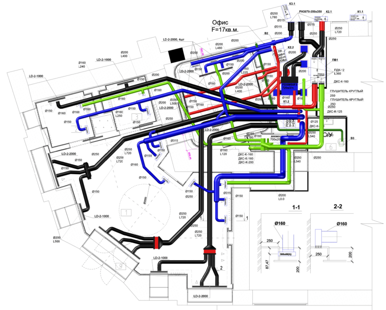 План с воздуховодами