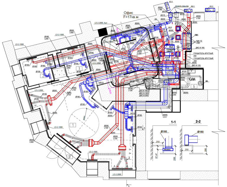 План с воздуховодами